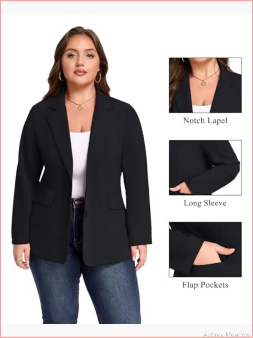 Plus Size Casual Blazers Button Front Long Sleeve Work Office Blazer Jacket